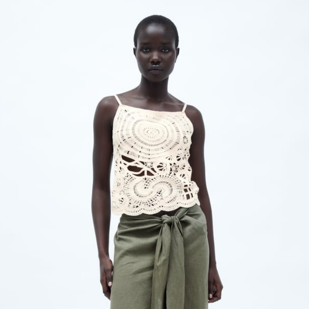 Zara Cream Crochet Tank Top